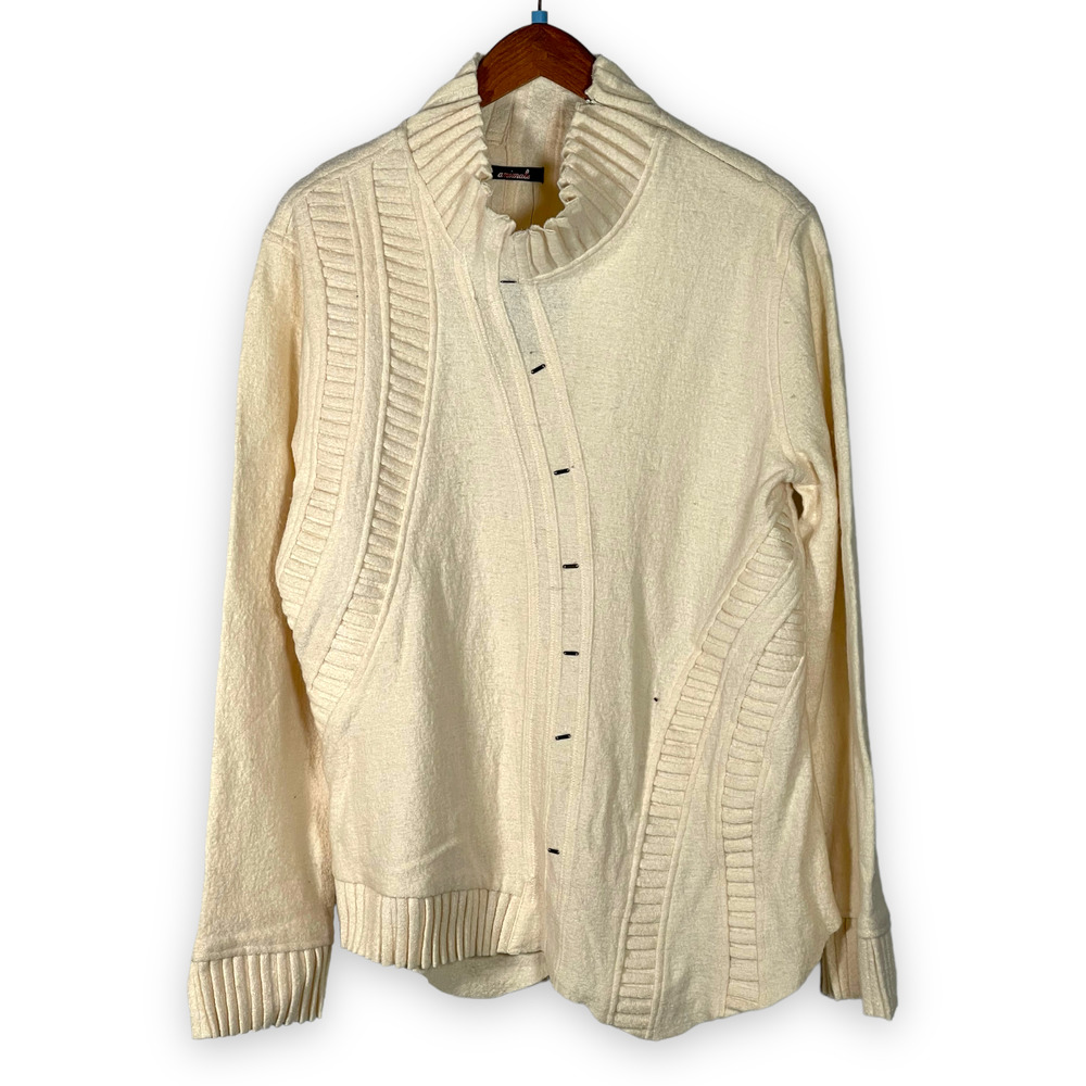 NEW NWT Animale Cream Off White Viscose Wool Blend Sweater Asymmetrical Sz 12 14
